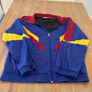 vintage Reebok full-zip colorblock windbreaker jacket, blue, yellow men’s m